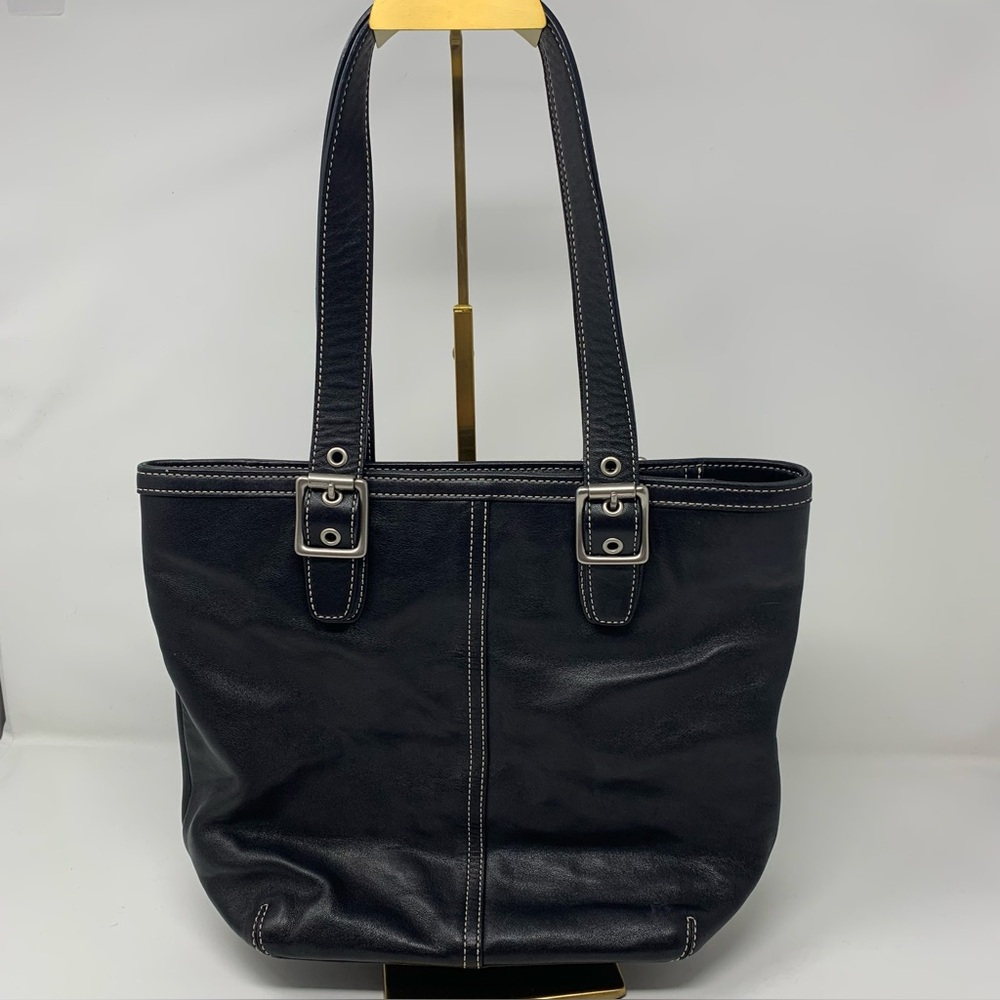 Coach Tote Bag Leather Black B063-9572